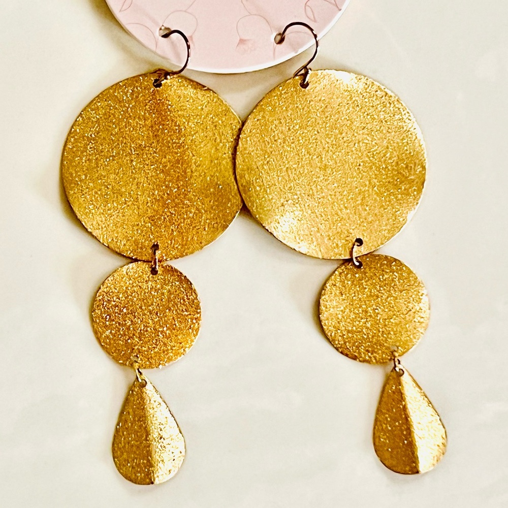 πΊπHPππΊ NWT Anthropologie Serefina Gold Disk Chandeliers - Picture 9 of 15